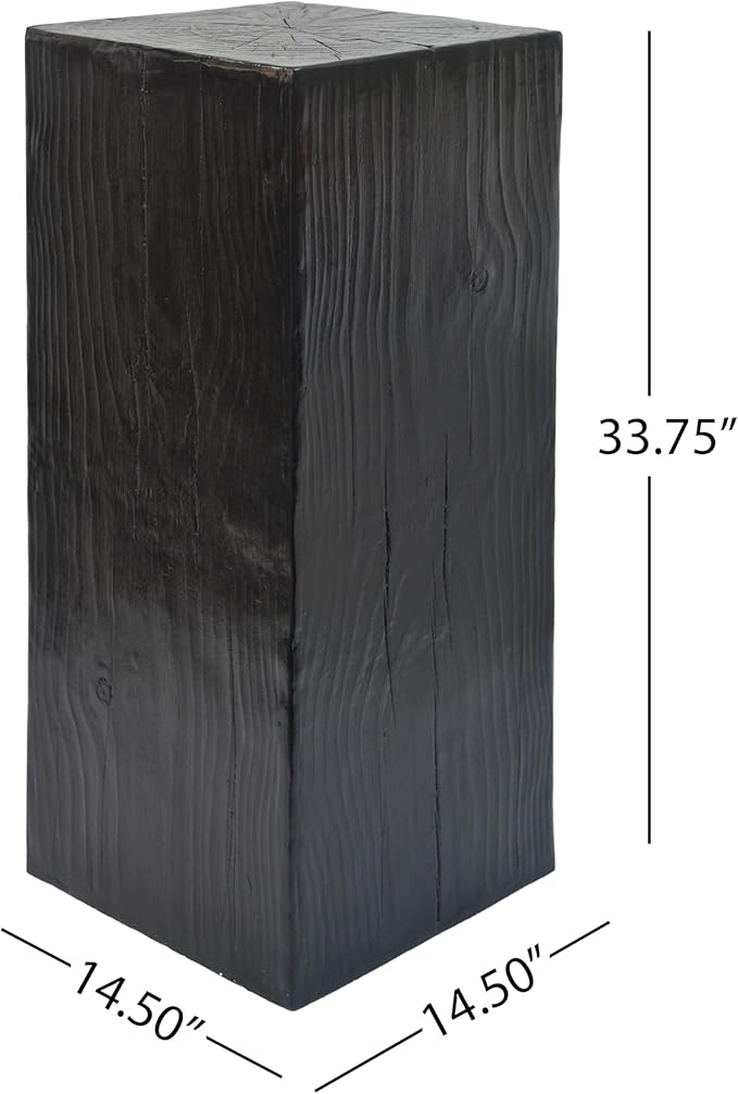 Christopher Knight Home Bard 33.75" Square Living Room Side Table, Wood-Like Distressed Finish End Table, Decorative Accent Table for Indoor Outdoor Usage, Space Saving Furniture, Black