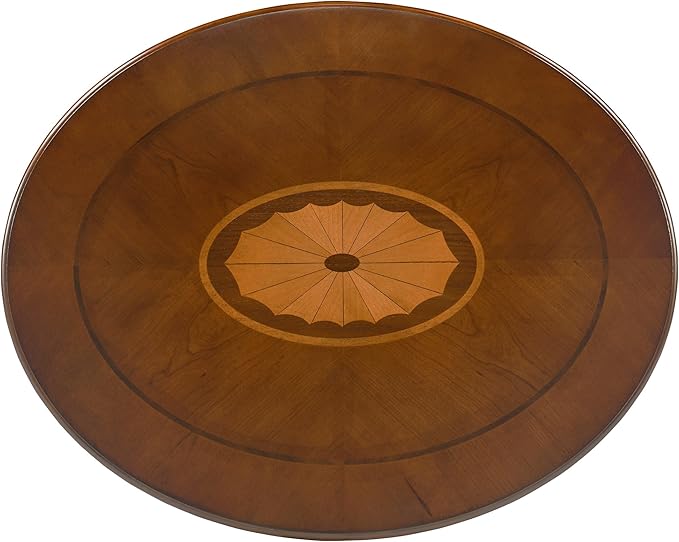 LEEMTORIG Oval Round End Table, 2-Tier Solid Wood End Table Side Table with Drawer, Victorian Vintage Nightstand for Bedroom Living Room Hallway, 28" W x 22" D x 24.2" H, Caramel Brown CJZ-1533-MG