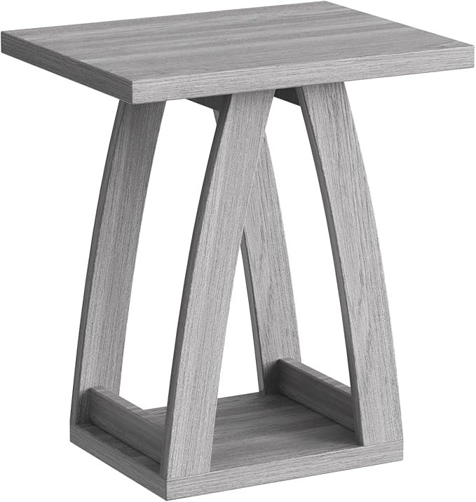 End Tables Living Room, Side Table Beside Sofa, Nightstand for Bedroom, Couch Side Table with Shelf, Modern End Table for Living Room, Grey End Table Set of 2