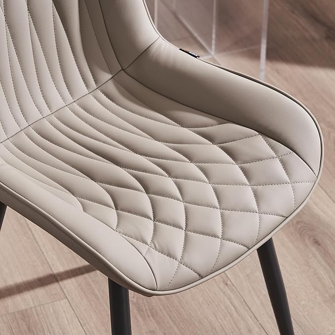 YOUNIKE Khaki Dining Chairs Set of 2 with High Backs Mid Century Modern Kitchen Dining Room Chairs Leather Upholstered Comfortable Wide Accent Side Chair for Living Waiting Guest Room Bedroom