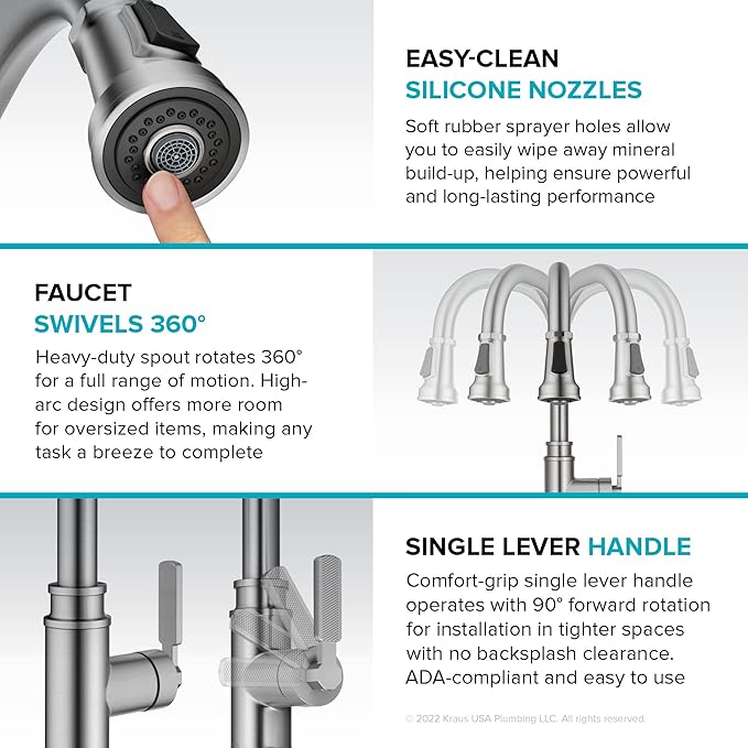 KRAUS Allyn Transitional Industrial Pull-Down Single Handle Kitchen Faucet in Spot-Free Stainless Steel, KPF-4101SFS