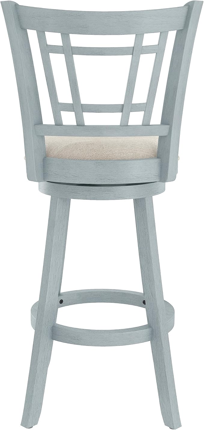 Hillsdale Fairfox 30.5" Wood Swivel Bar Height Stool, Blue Wire Brush