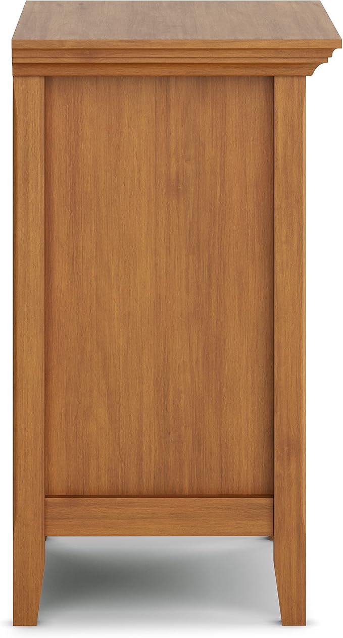 SIMPLIHOME Amherst SOLID WOOD 24 Inch Wide Traditional Bedside Nightstand Table in Light Golden Brown, For the Living Room and Bedroom
