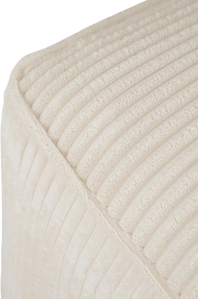 Christopher Knight Home Isa Square Ottoman Footstool, Corduroy Pouf Poufee Footrest Ottoman Large Seat, Modern Side Table for Living Room Bedroom Home Decor, Beige, 30"