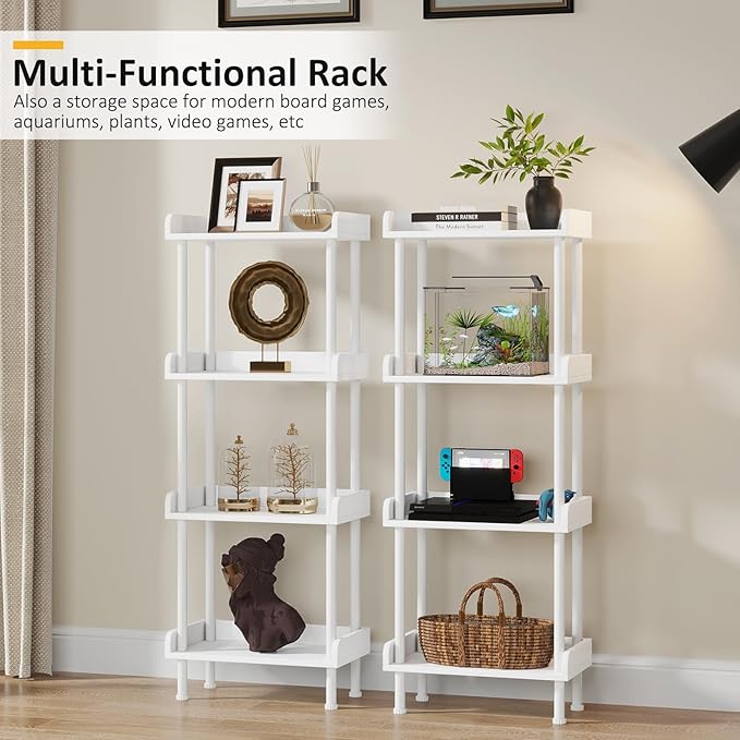 Hosfais Bookcase 4 Tier Bookshelf, Vintage Small Bookshelf for Spaces, Wooden Book Shelf for Living Room Bedroom