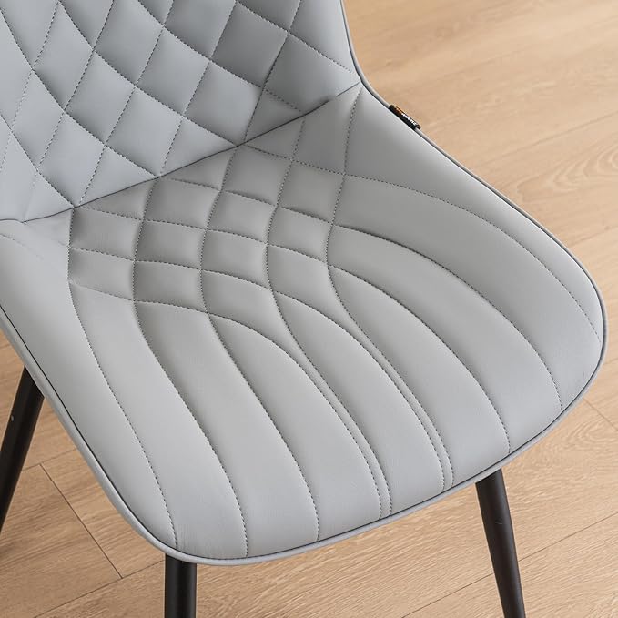 YOUNUOKE Dining Chairs Set of 2 Mid Century Modern Kitchen Chair Comfortable Upholstered Faux Leather Dinner Chairs for Kitchen Dining Room, Grey