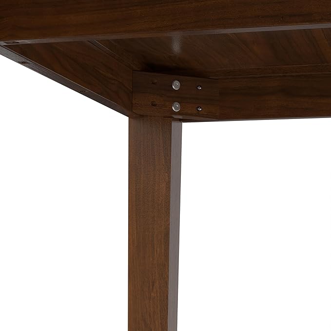 SIMPLIHOME Eastwood Dining Table, Solid Wood Walnut Veneer in Walnut, 66 x 40 inches, Contemporary-Style Rectangular Kitchen Table for up to 6 People
