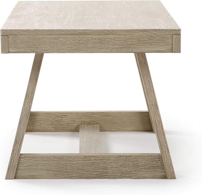 Plank+Beam Classic Rectangular Coffee Table, 40 Inch Farmhouse Coffee Table, Mini Center Tables for Small Spaces, Small Living Space Tea Table, Seashell Wirebrush