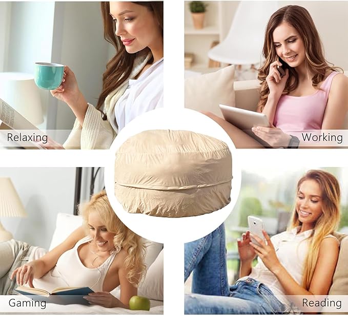 BCU Durable Bean Bag Cover Inner Lining for Filler Beanbag Beans Storage Reusable Washable, 3.5FT