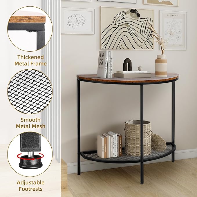 Entry Table Narrow Livingroom Furniture: 2 Tier Modern Console Table with Gold Frame and Imitation Marble Top for Kitchen Bedroom Hallway Living Room Office and More (Black)