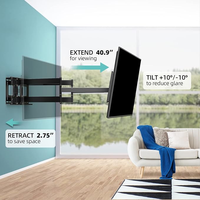 Heavy Duty TV Wall Mount for 42-90" TVs, 4X Load Tested Holds 179lbs, 40.9" Smooth Gliding Extension Arms, Full Motion Swivel & Tilt, VESA 800x400, Fits 16-18" Studs