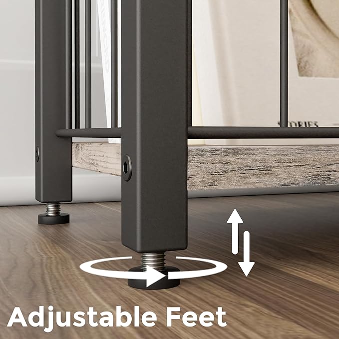 Narrow Side Tables Set of 2 with Magazine Holder, Skinny End Tables Perfect for Small Spaces, Space-Saving Design for Living Room, Bedroom, or Office, 7.1" D x 16.9" W x 23.6" H, Greige