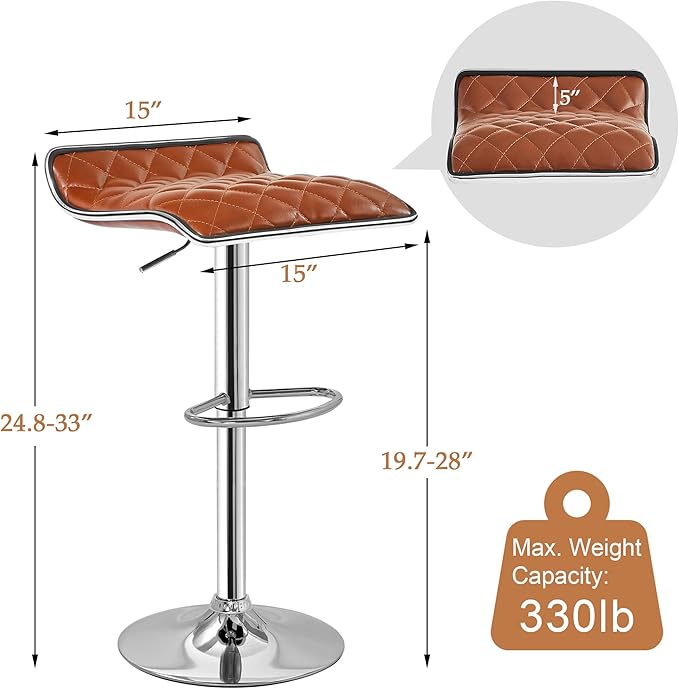 VECELO Bar Stools Set of 4, Adjustable Bar Stools, Bar Height Stools for Kitchen Counter