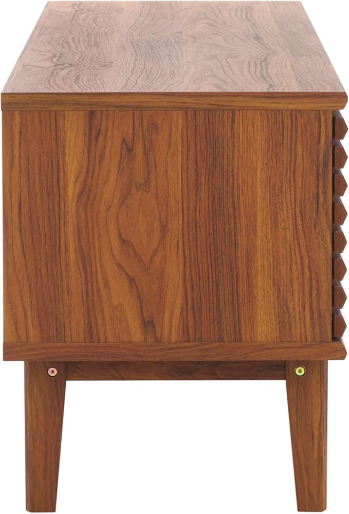 SAFAVIEH Aricia TV Stand for up to 65" Flatscreen – Walnut, 2 Sliding Doors with Interior Storage, 1 Open Shelf, Entertainment Media Console (MED9633A)