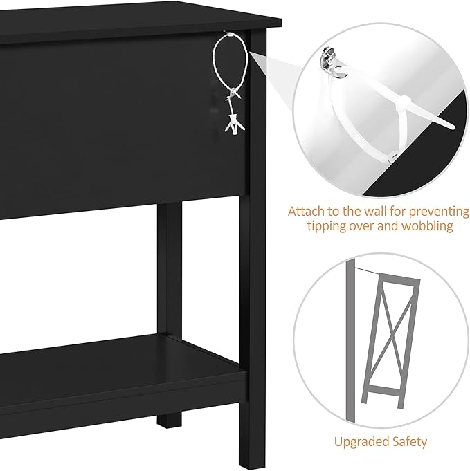 Yaheetech Console Table with 4 Drawers, Sofa Side Table with Bottom Open Storage Shelf, Heavy-Duty Entryway Tables for Hallway/Living Room, 39.5x14x32 inch, Black