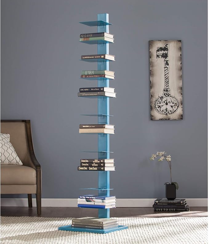 SEI Furniture,12 shelves Metal Spine Book Tower, Blue