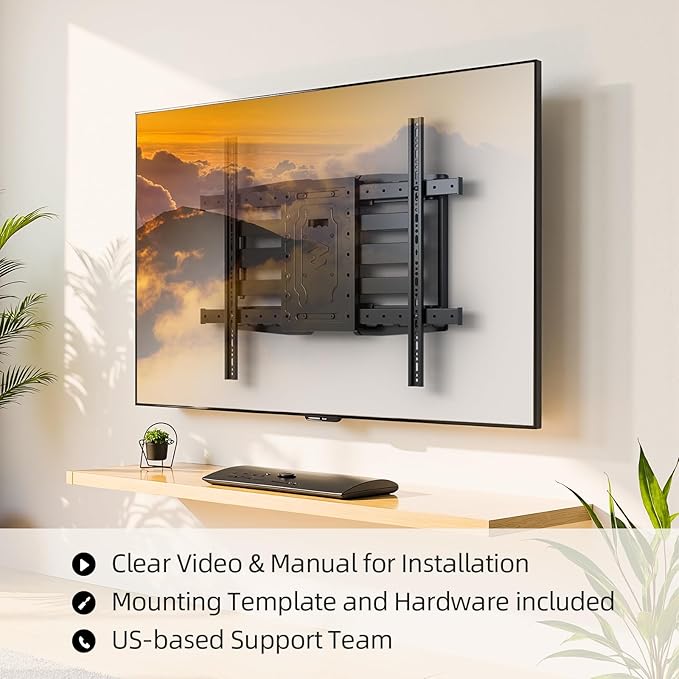 USX MOUNT Heavy Duty TV Wall Mount for 32-105" TVs up to 165lbs with 8" Sliding Design,Ultra-Large Mount for up to 24" Studs with Swivel,Tilt&Leveling,Pre-Assembled Monitor Bracket Max VESA 800x600mm
