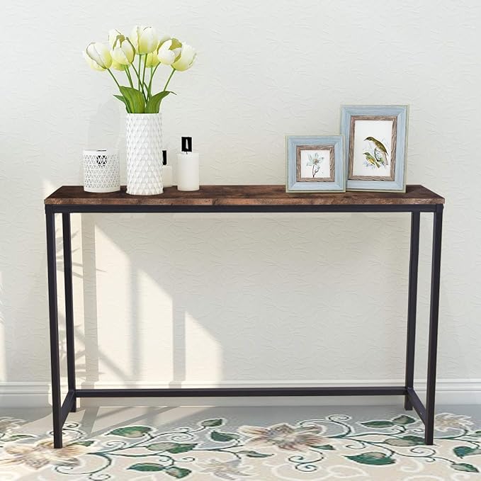 HOMERECOMMEND Rustic Brown Console Table for Entryway, Living Room, Hallway - 41.54" x 11.60" x 27.95"