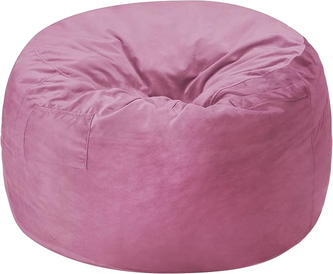 Homguava 3FT Bean Bag Chair: 3' Bean Bags with Memory Foam Filled, Large Beanbag Chairs Soft Sofa with Dutch Velet Cover-Dusty Pink