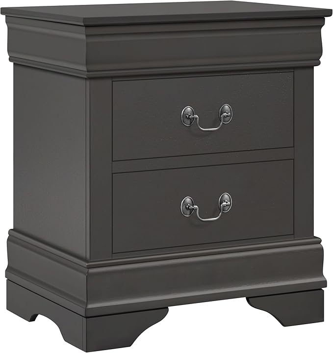 Yaheetech Fully-Assembled Nightstand with Drawers, Classic 2-Drawer Nightstand Large Bedside Table with Storage, Wooden Painted Storage Cabinet for Bedroom, 21.5″L×16″W×24.5″H, Rustic Gray