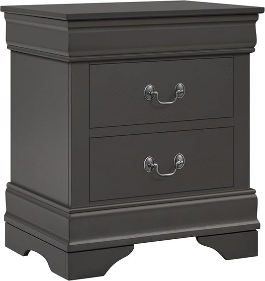 Yaheetech Fully-Assembled Nightstand with Drawers, Classic 2-Drawer Nightstand Large Bedside Table with Storage, Wooden Painted Storage Cabinet for Bedroom, 21.5″L×16″W×24.5″H, Rustic Gray