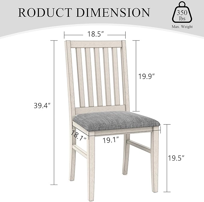 Solid Wood Dining Table, Part of Dining Table Set, Mix and Match Table & Chair Sold Separately for Dining Room, Kitchen, Grey