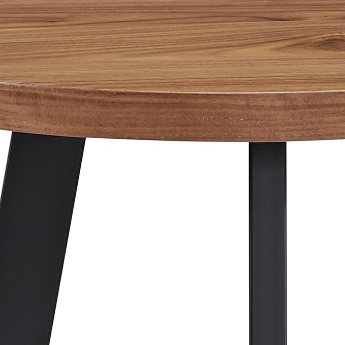 Lavish Home End Table - Industrial Side Table with MDF Top and Metal Frame - Round Table for Living Room, Bedroom, Hallway, or Dorm Room (Walnut)