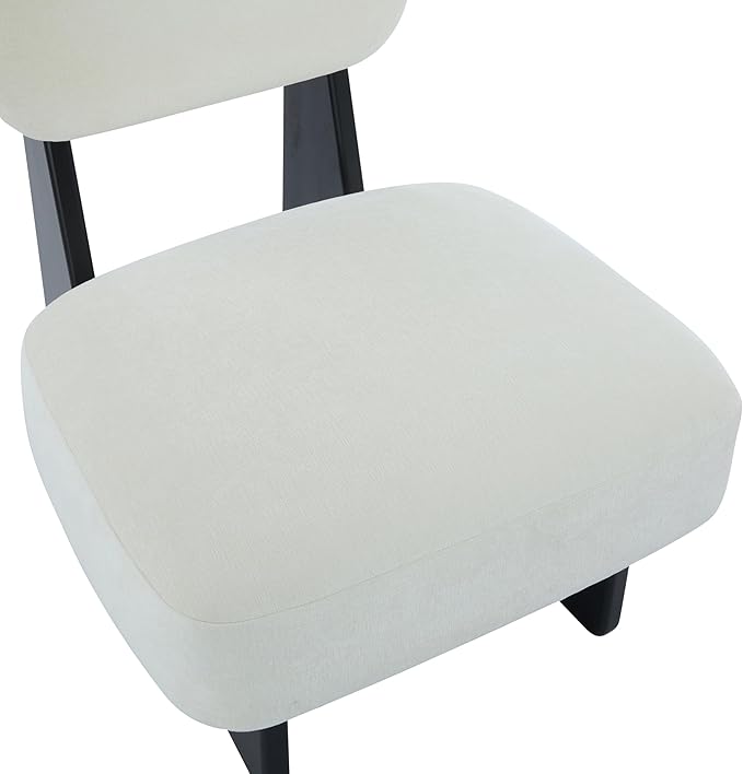 Christopher Knight Home Mores Low Profile Accent Chair Set of 2, Modern Living Room Armless Lounge Chair, Fabric Comfy Reading Chair for Bedroom, Wooden Frame and Thick Padded Seat, Black+White