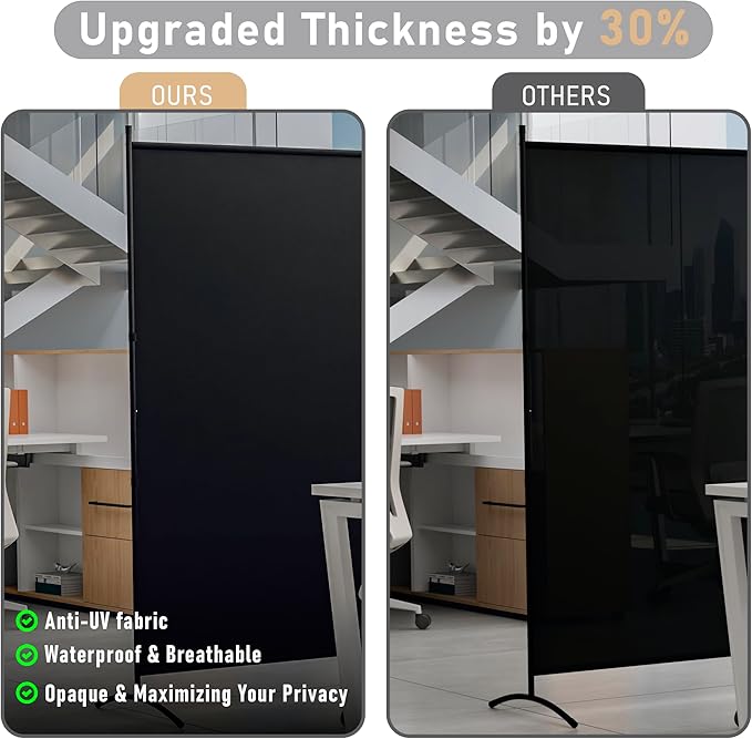 Room Divider 126''W x 71''H Large 2 Panel Privacy Screen for Room Partitions, Portable Room Divider Screen for Room Separtion, Freestanding Fabric Wall Divider for Office, School, Room Separator Black