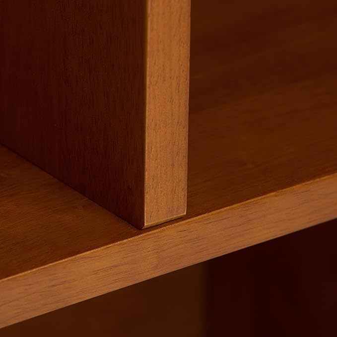 SIMPLIHOME Draper 35 inch Mid-Century Modern 6 Cubbie Bookcase with Drawer (Set of 2) in Teak Brown for The Living Room, Study Room and Office