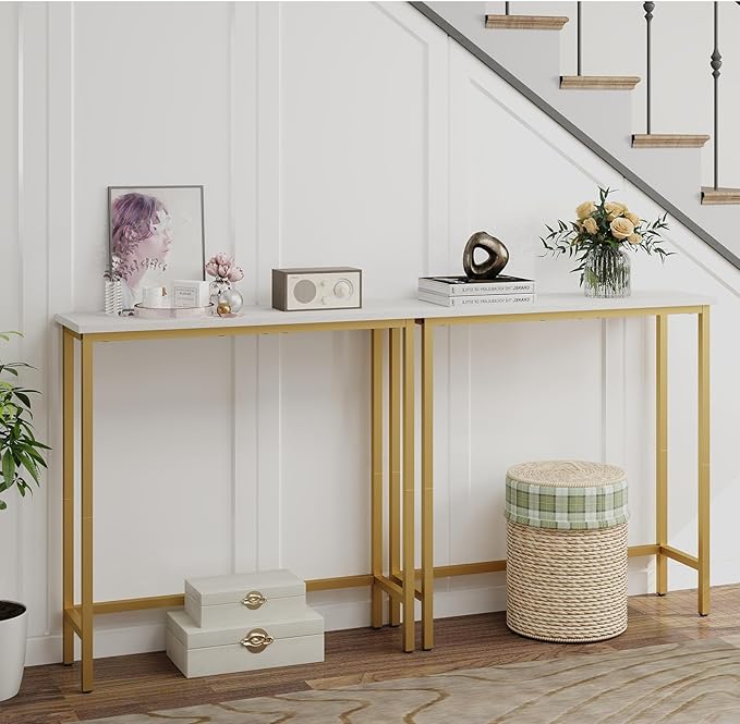 HollyHOME Narrow Hallway Table, 29.5" Small Console Stand, Slim Entryway Table, Sofa Desk, for Hallway, Bedroom, Living Room, Foyer, Rock Texture