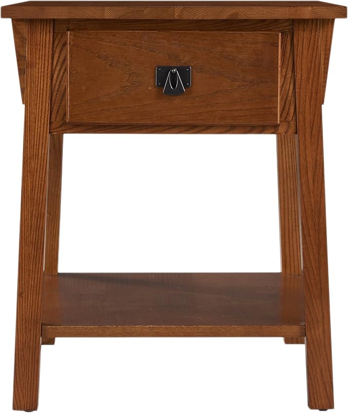 Leick Home Mission End Table, Solid Wood, 1 Storage Drawer, Secret Compartment, Bottom Display Shelf, Easy-Assembly, For Living Room/Bedroom, Russet, 24 in L x 20 in W x 24 in H, 9066-SC