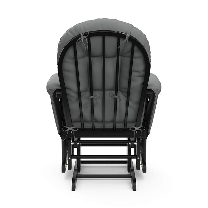 Storkcraft Premium Hoop Glider & Ottoman (Black with Gray) — GREENGUARD Gold Certified, Solid Wood Craftsmanship, Convenient Storage Pockets, Smooth-Gliding Chair for Nursery, Multi-Award-Winning