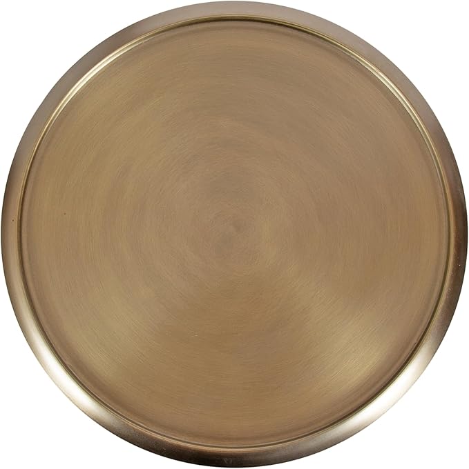 Kate and Laurel Sanzo Modern Pedestal Round Side Table; 15 x 15 x 24; Antique Brass and Black; Circle End Table with Metal Tabletop for Use as Indoor Plant Stand or Bedroom Nightstand