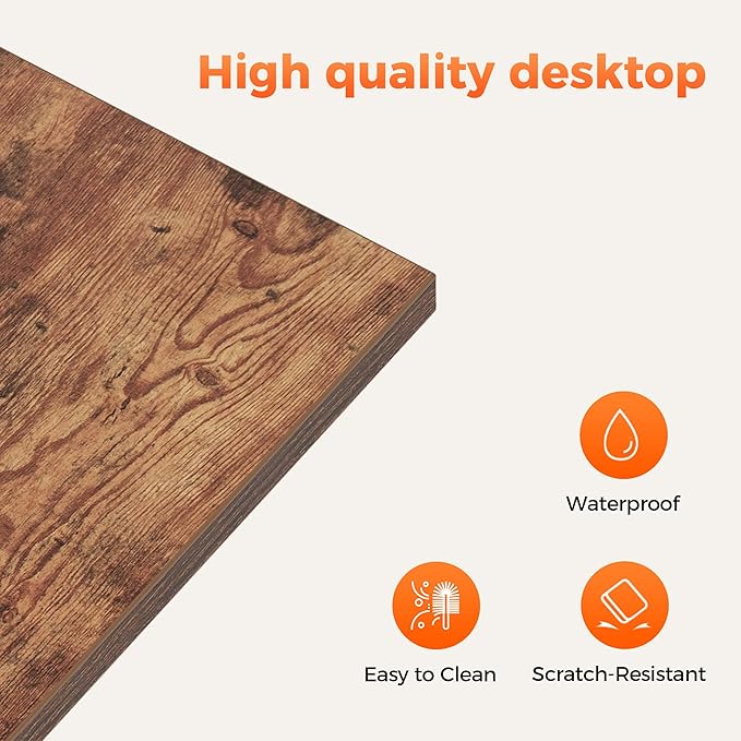 Rolling Computer Desk with Wheels, Gaming Desk for Small Spaces, Modern Simple Style Table for Home Office, Study Writing Table (Caster, Dark Brown, 48 inch)