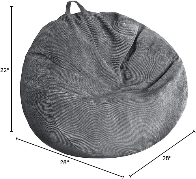 Stuffed Animal Storage Bean Bag Chair Cover (No Filler) Washable Ultra Soft Corduroy Bean Bag Cover for Organizing Plush Toys or Textile, Sack Bean Bag for Adults, Teens