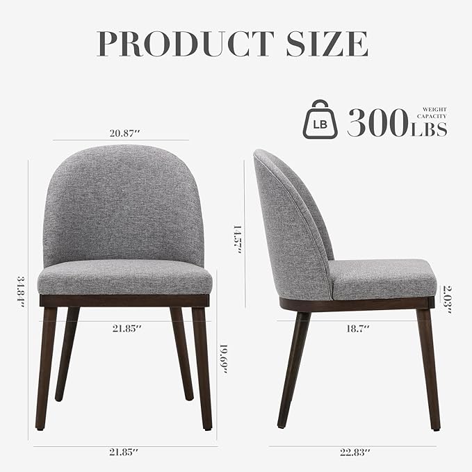 COLAMY Upholstered Dining Chairs Set of 2, Wooden Kitchen Chairs with Open Back, Modern Dining Room Chairs with Wood Frame, Dinner Side Chairs for Dining Room Kitchen Restaurant, Dark Grey
