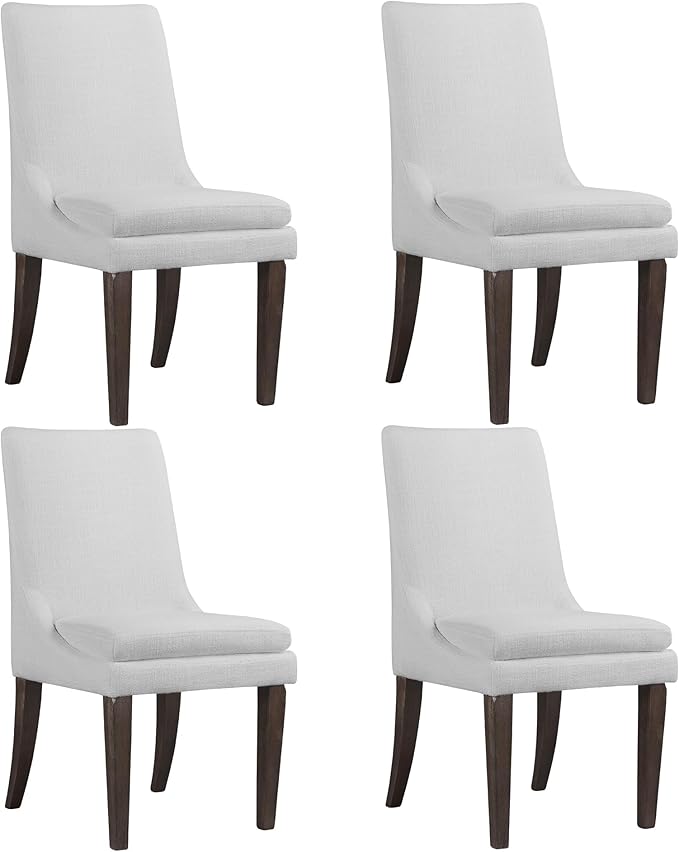 Upholstered Dining Chairs Modern Sidechair Performance Fabric High Back Armlesschair for Diningroom Kitchen,White,Set of 4(2 Box)