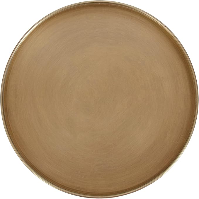 Kate and Laurel Tira Elegant Round Drink Table, 10 x 22, Antique Brass and Black, Vintage Glam Circle Martini Table for Use as a Small Bedroom Nightstand or Living Room Plant Stand Option