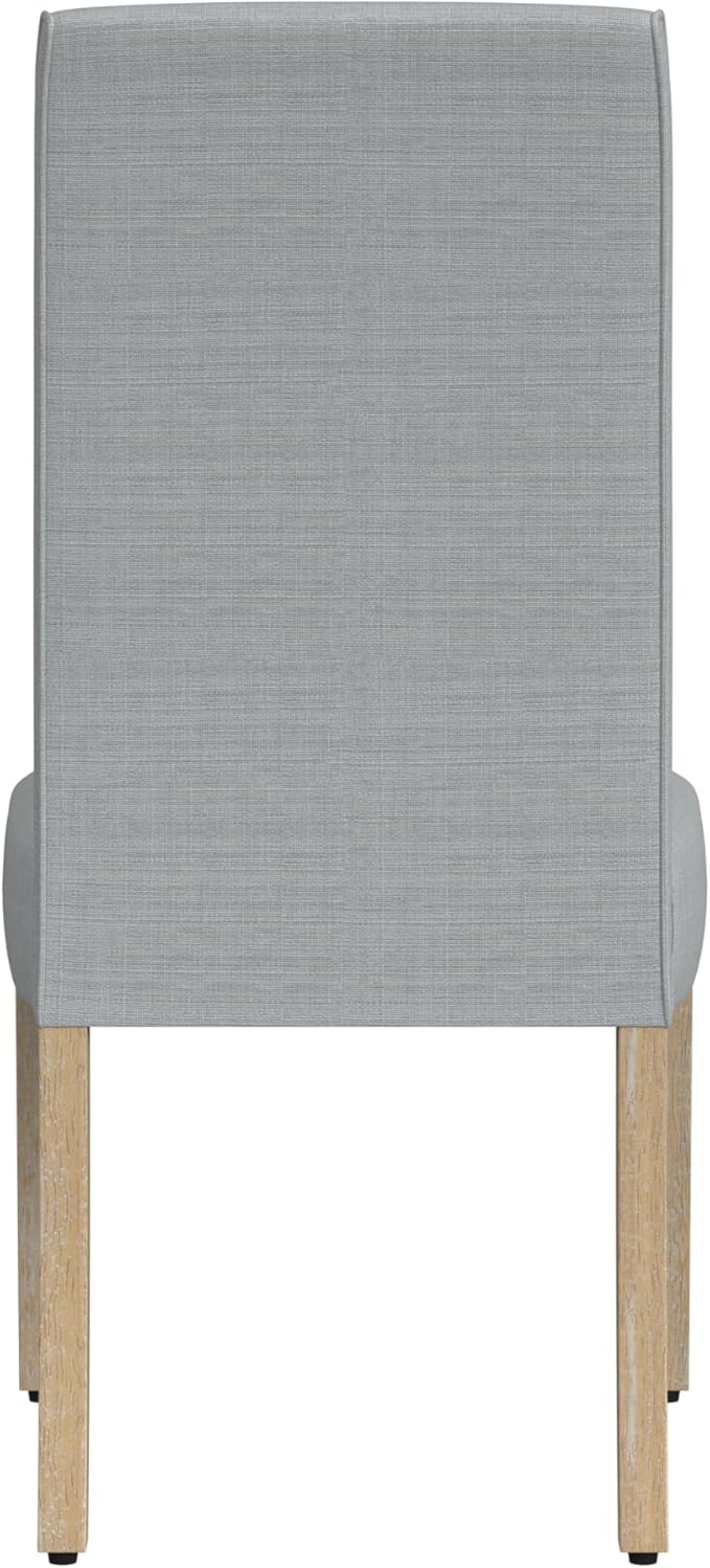 HomePop Scalloped Detail Dining Chair|Upholstered Parsons Dining Chairs |Decorative Home Furniture, Light Gray Woven (Set of 2)