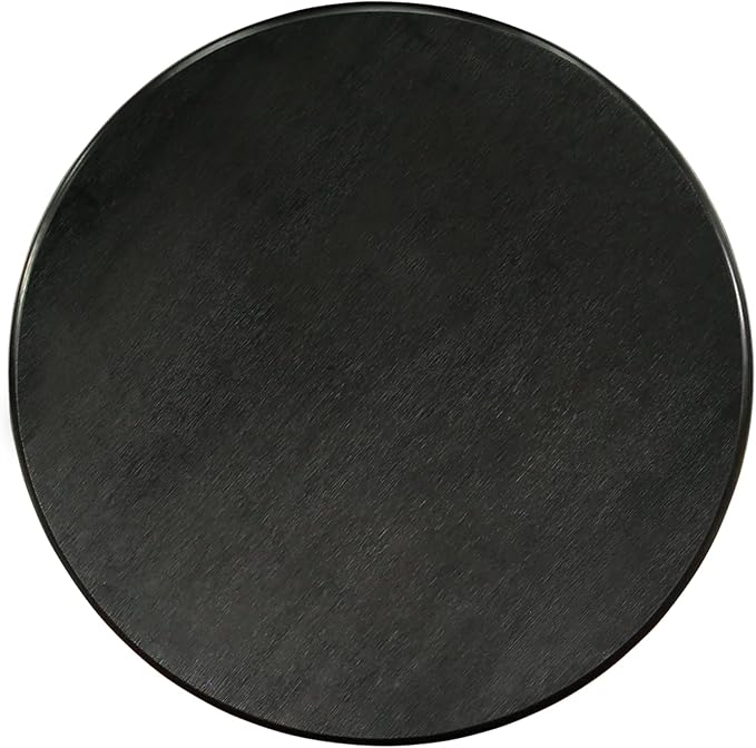East West Furniture AMSI3-ABK-48 3 Piece Modern Dining Table Set Contains a Round Kitchen Table with Pedestal and 2 Coffee Linen Fabric Parsons Dining Chairs, 36x36 Inch, Wirebrushed Black