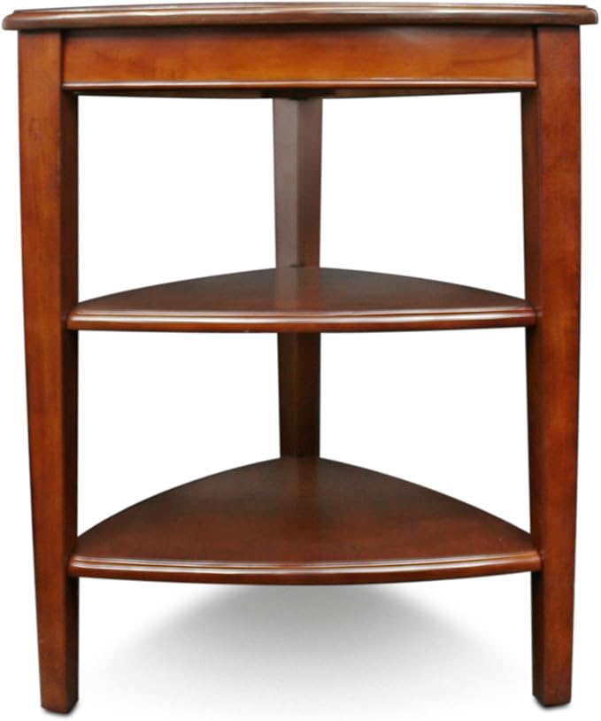 Shield Solid Wood Tiered End Table with Shelves, Glazed Auburn Brown, Perfect for Living Rooms, Bedrooms, and Small Spaces – Leick Home, 9009