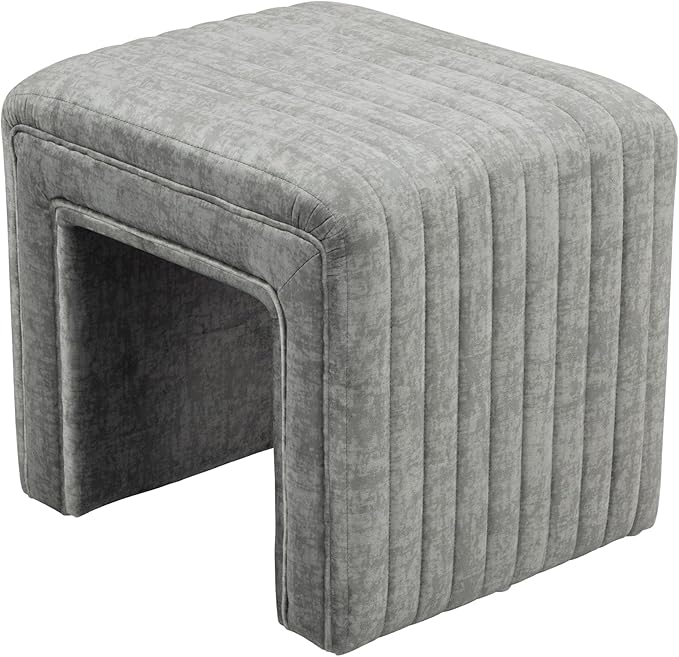 Get Set Style Vanity Stool Chair,Modern Velvet Ottoman Foot Stool with Wooden Legs Sofa Bench Footstool Extra Seat for Vanity,Makeup Room,Living Room,Entryway,Office (Fully Assembled)