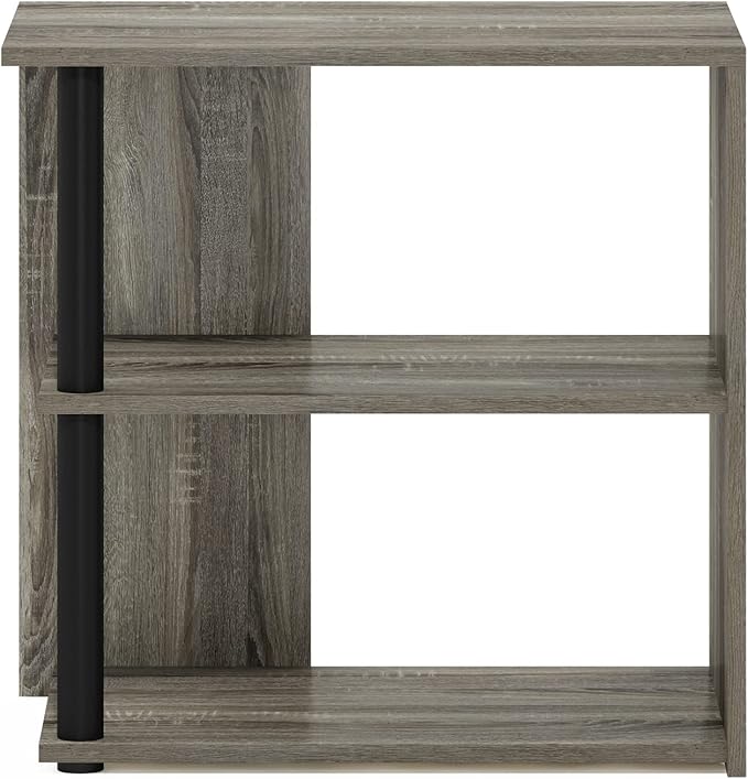 Furinno Romain 2-Tier End Table, French Oak/Black