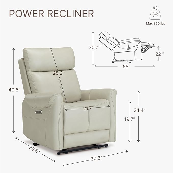 Leather Recliner Chair for Adults Wall Hugger RV Recliner with USB Charging Ports Electric Power Reclining Sofa for Living Room Home Theater Seating Bedroom