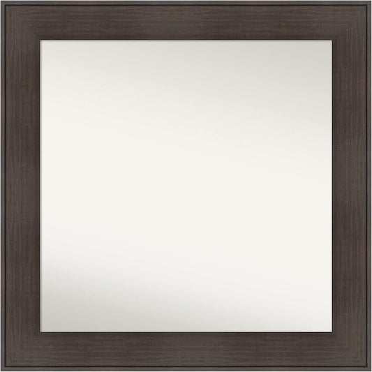 Amanti Art Brown Bathroom Mirror for Over Sink, 32x32 William Rustic Woodgrain Square Vanity Mirror, Large Casual Frame, Hangs Horizonally and Vertically, Bathroom Wall Decor, Non-Beveled Edge