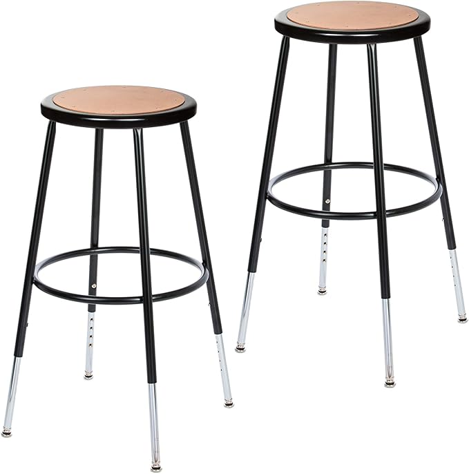 OEF Furnishings (2 Pack Height Adjustable Steel Stools, Black, 25-33"