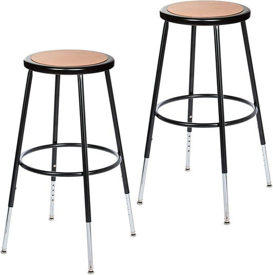 OEF Furnishings (2 Pack Height Adjustable Steel Stools, Black, 25-33"