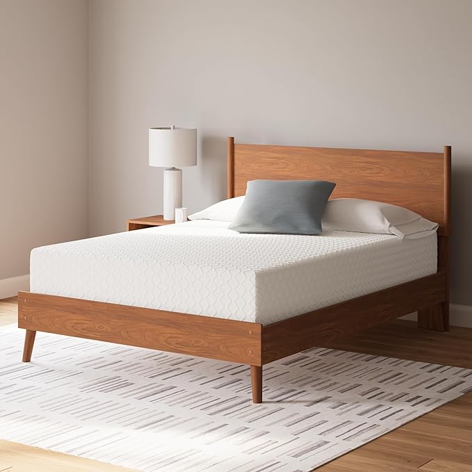 Signature Design by Ashley Queen Size Chime 12 Inch Medium Firm Memory Foam Mattress with Green Tea & Charcoal Gel for Pressure Relief, Fiberglass Free, Mattress In A Box
