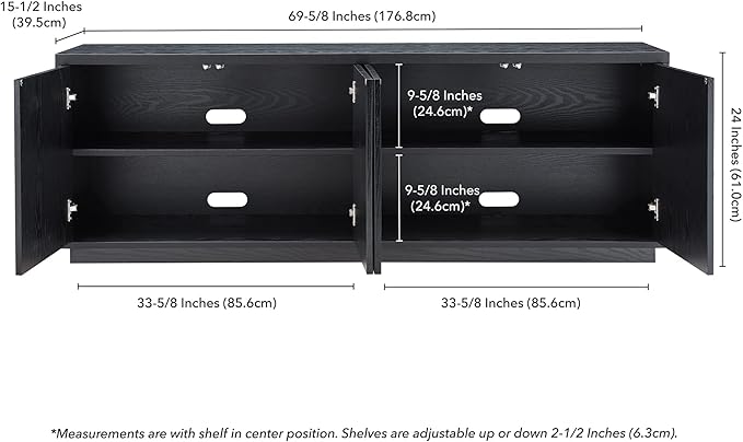 Henn&Hart Hanson, 70'' Rectangular TV Stand, Black Grain